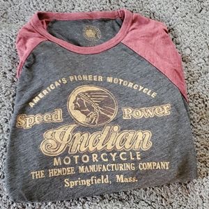 Mens M 3/4 Sleeve Lucky Brand Indian Motorcycle T